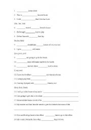 English worksheet: Posessive Adjectives Worksheet