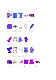 English Worksheet: body parts 2