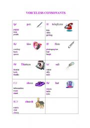 English Worksheet: VOICELESS CONSONANTS PART 1