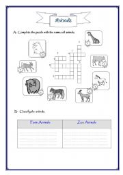 English worksheet: Animals