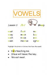 English Worksheet: Phonetics / Vowels / /I:/ sound