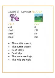 Phonetics/ Vowels / Contrast sounds /I:/ /I/