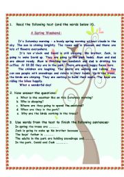 English Worksheet: A spring weekend