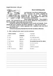 English Worksheet: Roses birthday (reading) - 2 pages