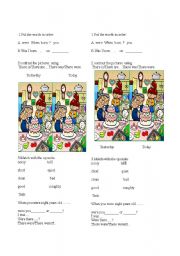 English Worksheet: compare simple present and simple past  using there is there are,there was ,there were