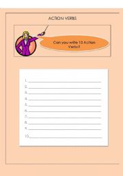 English Worksheet: Action Verbs Critical Thinking