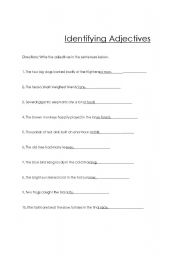 English worksheet: Identifying Adjectives