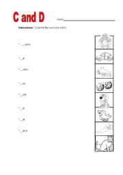 English worksheet: Beginning sounds - C and D