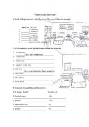 English Worksheet: There is and there are