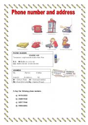 English Worksheet: Phone number and address