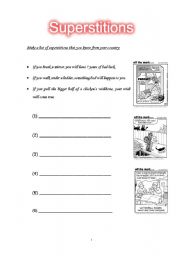 English Worksheet: Superstitions for Friday 13th