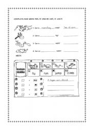 English Worksheet: can cant