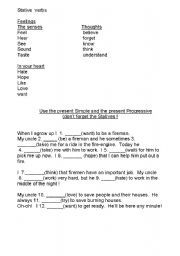 English Worksheet: STATIVE  VERBS - FOR BEGINNERS