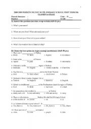 English Worksheet: 5th Grade elementary exam first term 