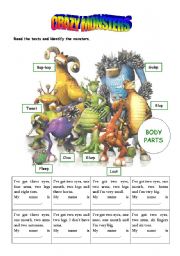 English Worksheet: Crazy monsters