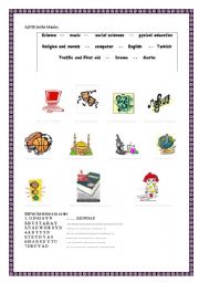 English worksheet: school subjects