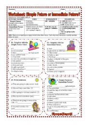 Worksheet: Simple Future or Immediate Future?