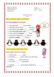 English worksheet: as than / some and any