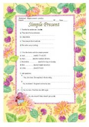 English Worksheet: Worksheet / simple present 