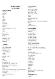 English worksheet: travelling