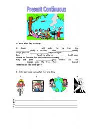 English worksheet: WHAT ARE THEY DOING?