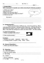 English worksheet: work sheet, test