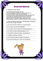 English Worksheet: Reported speech