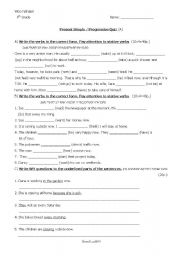 English Worksheet: Present simple/present progressive/stative verbs