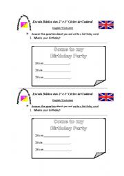 English Worksheet: a birthday card