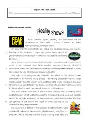 English Worksheet: text about media