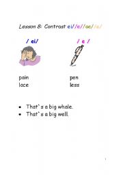 English Worksheet: Phonetics-vowel contrast /a-ae-e-ei/