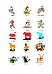 English worksheet: animals