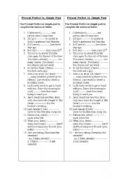 English Worksheet: present perfect vs simple past