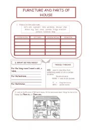 English worksheet: Furniture and Parts of House