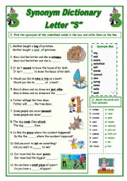 English Worksheet: Synonym Dictionary, Letter 