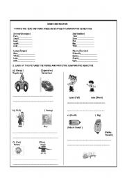 English worksheet: comparative adjectives 