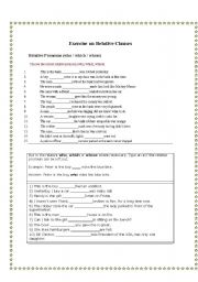 English Worksheet: relatives pronouns