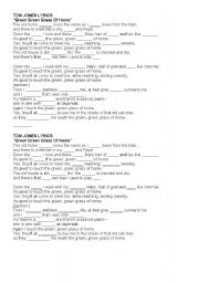 English worksheet: green green grass of home - tom jones