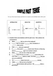 English worksheet: SIMPLE PAST TENSE 