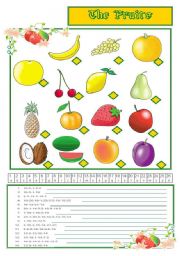 English Worksheet: Fruits