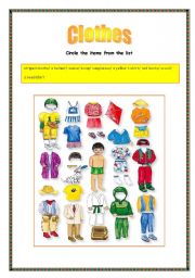 English Worksheet: Clothes