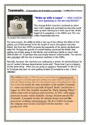 English Worksheet: Teasmade. A British Invention.