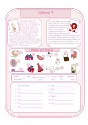 English Worksheet: Whose objects are these?