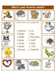 English Worksheet: ANIMALS-ADJECTIVES