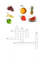 English Worksheet: Fruit Crossword
