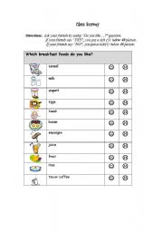 English Worksheet: Class Survey