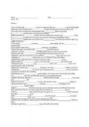 English Worksheet: Articles Practice: A, An, The, and No Article