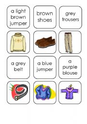 English Worksheet: clothes memory game