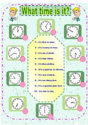 English Worksheet: What time is it?