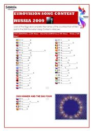 EUROVISION 2009: COUNTRIES WORKSHEET (with answer key)